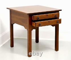 21st Century Cherry Chippendale Two-Drawer End Side Table