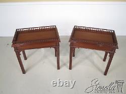 22488/22489 Pair Chippendale Style Gallery Top Mahogany End Tables New