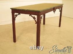 28728E Chinese Chippendale Green Marble Top Mahogany Library Table