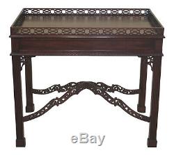 47339EC KITTINGER Chippendale Mahogany Pierced Fretwork Tea Table