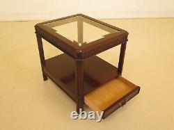 47840EC CENTURY Glass Top Cherry Chippendale End Table