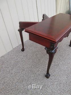 58554 Banded Mahogany Ball and Claw Foot Flip Top Game Dining Table