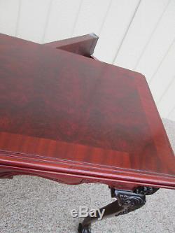 58554 Banded Mahogany Ball and Claw Foot Flip Top Game Dining Table