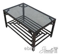 59328EC Modern Chippendale Design Heavy Iron Glass Top Coffee Table