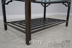 59328EC Modern Chippendale Design Heavy Iron Glass Top Coffee Table