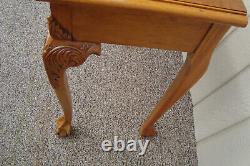 59422 Banded and Burled Mahogany Claw Foot Library Sofa Hall Table Stand