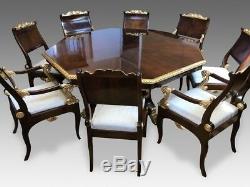 6.6ft Designers Empire style Rosewood & Sunburst flame mahogany dining set