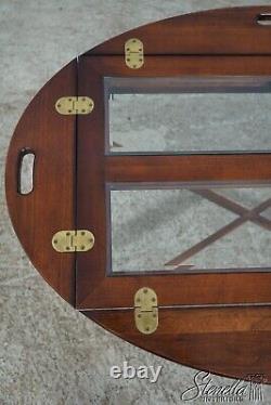 60881EC Cherry Chippendale Butler Coffee Table w. Glass Top