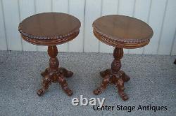 60888 Pair Solid Mahogany Lamp Table Stand End Table Nightstands