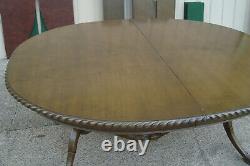 61183 Antique Solid Mahogany Dining Table with 3 leafs 96 x 48 x 30H + Pads