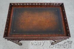 61326EC MAITLAND SMITH Leather Top Chippendale Mahogany Tea Table