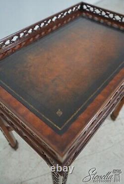 61326EC MAITLAND SMITH Leather Top Chippendale Mahogany Tea Table