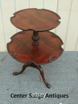 62379 Antique Mahogany 2 tier Lamp Table Stand