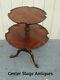 62379 Antique Mahogany 2 Tier Lamp Table Stand