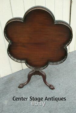 62446 Solid Mahogany Tilt Top Lamp Tea Table Stand with scallop edge