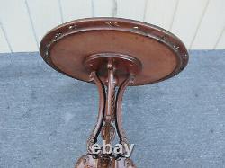 62791 Round Flame Mahogany Carved Pedestal Lamp Table Ball and Claw foot
