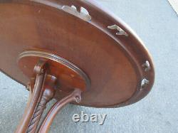 62791 Round Flame Mahogany Carved Pedestal Lamp Table Ball and Claw foot