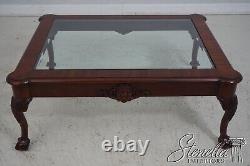 64173EC HENKEL HARRIS Ball & Claw Mahogany Glass Top Coffee Table