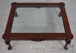 64173EC HENKEL HARRIS Ball & Claw Mahogany Glass Top Coffee Table