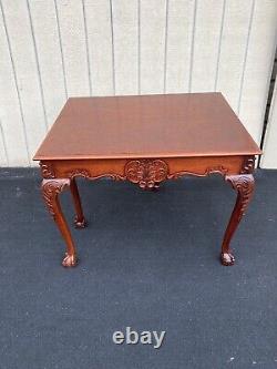 64531 Banded Mahogany Ball And Claw Foot Carved Flip Top Table