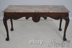 64606EC BAKER Marble Top Paw Foot Mahogany Console Table