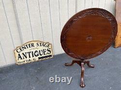 65164 Solid Mahogany Antique Tilt Top Lamp Table Stand