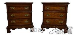 65306EC Pair LEXINGTON 3 Drawer Chippendale Oak Nightstands