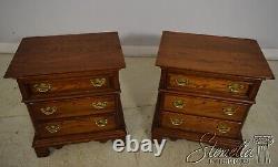 65306EC Pair LEXINGTON 3 Drawer Chippendale Oak Nightstands