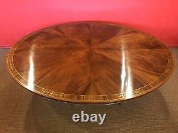 7.3ft Amazing Sunburst Flame mahogany Oval Grand dining table. French polished