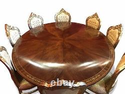 7.3ft Amazing Sunburst Flame mahogany Oval Grand dining table. French polished