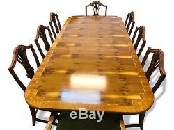 7.3ft Designer Art Deco style Burr Yew tree dining table Pro French polished