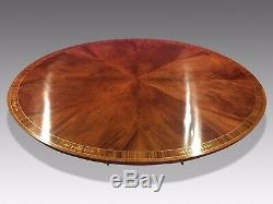 7.3ft Stunning Sunburst Flame mahogany Oval Grand dining table. French polished