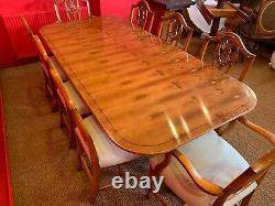 7ft Amazing Designer Art Deco style Burr Yew tree dining table French Polished