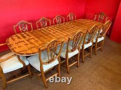 8.7ft Amazing Designer Art Deco style Burr Yew tree dining table French Polished