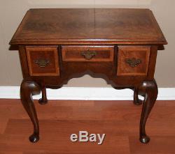8008 Outstanding Antique Burled Walnut Lowboy Chest Table Queen Anne Child Size