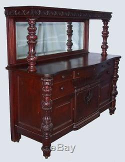 9 Pc Matching Antique Mahogany Dining Room Set Table Curio Sideboard 6 Chairs