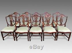 9ft Harrods Designer George III style mahogany dining set, Pro French polished