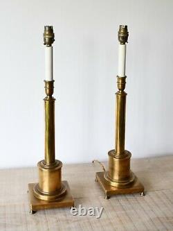 A Pair of Besselink & Jones Candlestick Brass Hall Desk Bed Side Table Lamps