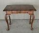 Antique 19c Hand Carved Side Table Desk With Center Drawer Ball And Claw Leg