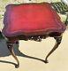 Antique Mahogany Ball Foot Table Chippendale Leather Top W Ball Foot Beautiful