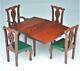Antique Tynietoy Dollhouse Miniature Table Chippendale Arm & Side Chairs-c1930's