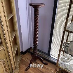 ATQ 1880 English Chippendale Hand Carved Mahogany Wood 55 Torchere Plant Stand