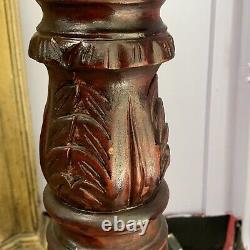 ATQ 1880 English Chippendale Hand Carved Mahogany Wood 55 Torchere Plant Stand