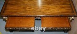 After Rj Horner Gold Giltwood Griffon Mahogany Double Sided Desk Writing Table