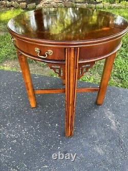 Altavista Lane Traditional Chippendale Style 24 Round Banded End Side Table