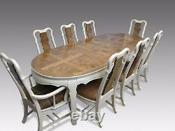 Amazing Designer Art Deco style Oak & Burr Ash dining set pro French Polished