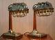 Amazing Pair Of Brown Leather Nickle Plated Chrome Table Lamps Adjustable Shades