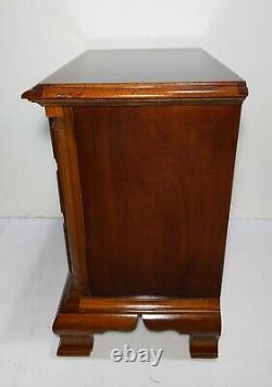 American Drew Cherry Wood 3-Drawer Bachelor Chest Table Nightstand Chippendale