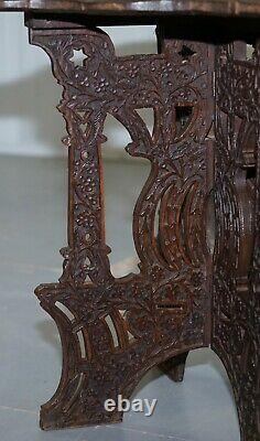 Anglo Burmese Hand Carved 19th Century Rosewood Antique Side End Lamp Wine Table