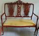 Antique 1850 George Iil 3rd Style Mahogany Settee Loveseat Mother Of Pearl Inlay